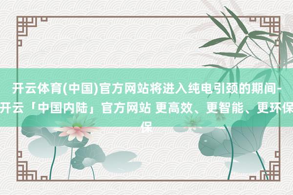 开云体育(中国)官方网站将进入纯电引颈的期间-开云「中国内陆」官方网站 更高效、更智能、更环保