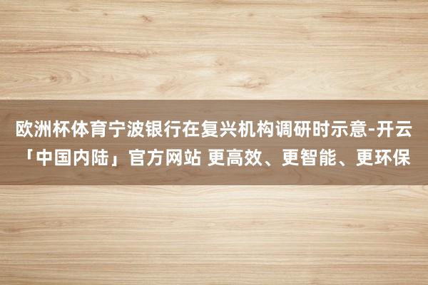 欧洲杯体育宁波银行在复兴机构调研时示意-开云「中国内陆」官方网站 更高效、更智能、更环保